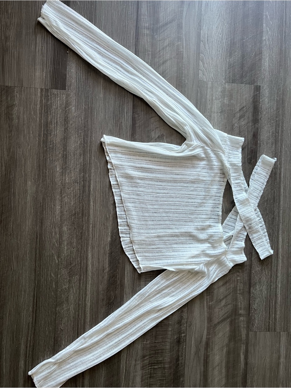 YesStyle Asymmetrical White Long Sleeve Top